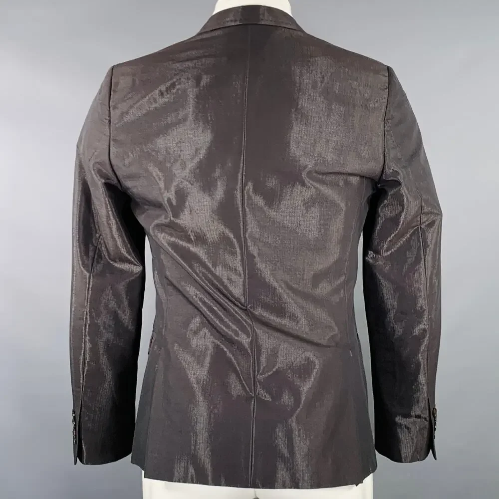 GAZZARRINI Size 38 Black Silver Shimmery Cotton Blend Sport Coat